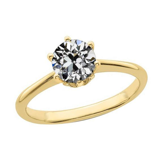 Damen Solitärring Rund alter Bergmann Diamant 1,50 Karat Gelbgold - harrychadent.ch