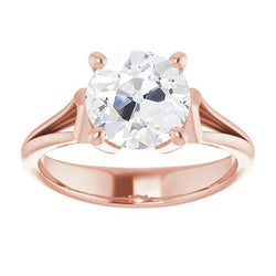 Damen Solitärring Rund alter Bergmann Diamant Krappen Set 3,50 Karat