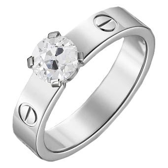 Damen Solitärring Rund Alter Minenschliff Diamant 1 Karat Goldschmuck - harrychadent.ch