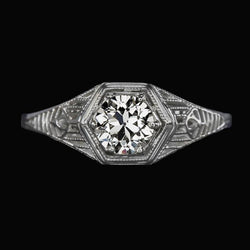 Damen Solitärring Runder Altschliff Diamant Vintage-Stil 1.50 Karat