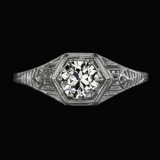 Damen Solitärring Runder Altschliff Diamant Vintage-Stil 1.50 Karat - harrychadent.ch