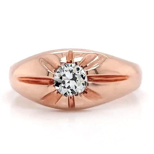 Gypsy Rose Gold Solitaire Runder Diamantring im Alten Minenschliff 1 Karat