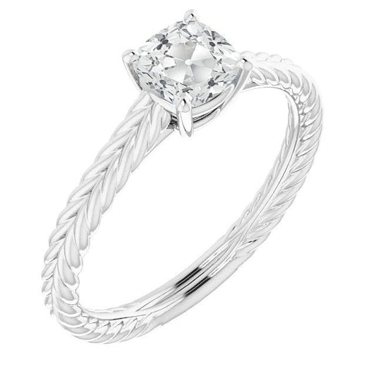 Kissen Old Cut Diamant Solitaire Ring Krappenset Rope Style 3 Karat - harrychadent.ch