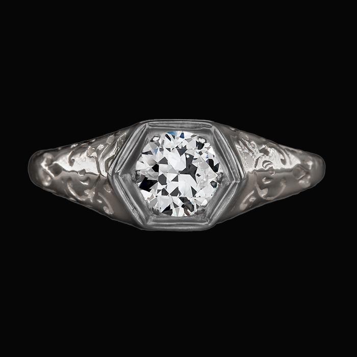 Lady's Runden alter Bergmann Diamant Solitaire Ring Vintage-Stil 2 Karat - harrychadent.ch