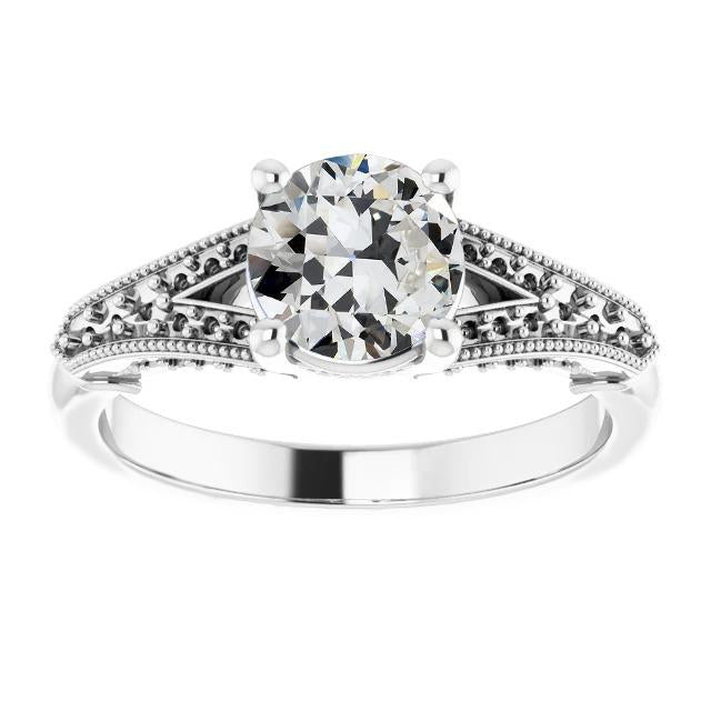 Old Cut Diamant Solitaire Ring Perlen Stil Split Shank 2 Karat - harrychadent.ch