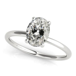 Ovaler alter europäischer Diamant Solitärring Krappenset 4 Karat Schmuck