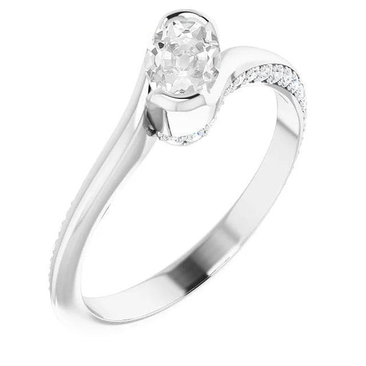 Ovaler alter europäischer Diamant-Verlobungsring 5,50 Karat Twisted Style - harrychadent.ch