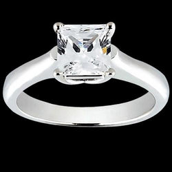 Prinzessinnenschnitt 1 Karat Diamant-Solitär-Verlobungsring Weißgold 14K