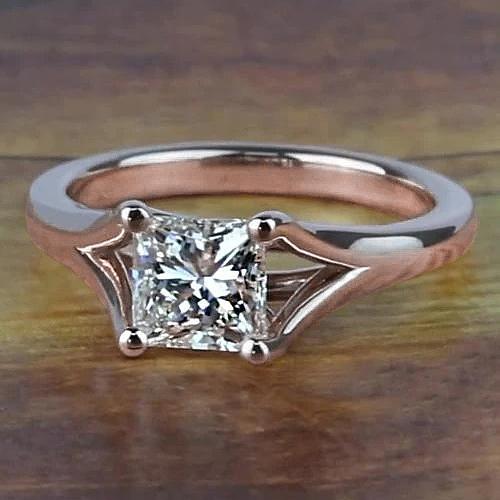 Roségold 14K 1 Karat Princess Cut Diamant-Verlobungsring Split Shank - harrychadent.ch