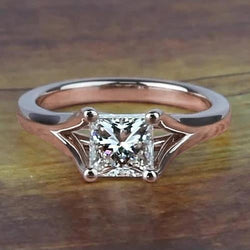 Roségold 14K 1 Karat Princess Cut Diamant-Verlobungsring Split Shank