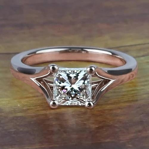 Roségold 14K 1 Karat Princess Cut Diamant-Verlobungsring Split Shank - harrychadent.ch