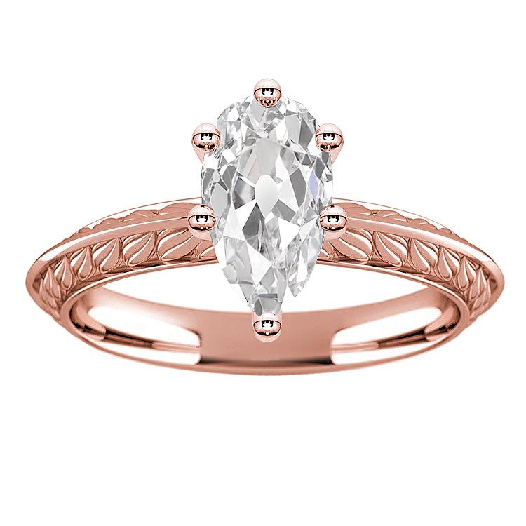 Roségold Solitär Ring Birne alter Bergmann Diamant 3,50 Karat Schmuck - harrychadent.ch