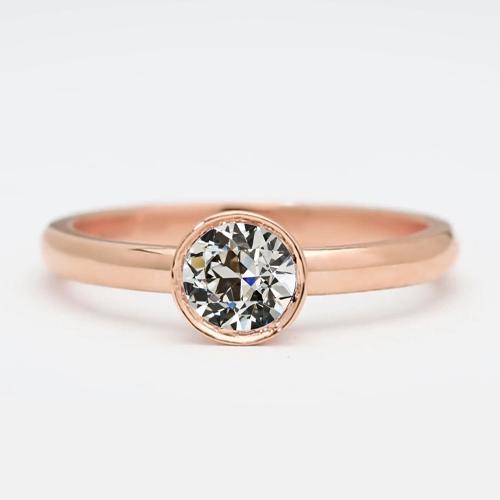 Roségold Solitärring Runder Altschliff Diamant Lünette Set 1,50 Karat - harrychadent.ch