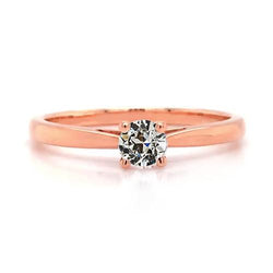 Runder Altschliff-Diamant-Solitär-Ring-Zinken-konischer Schaft 0.75 Karat