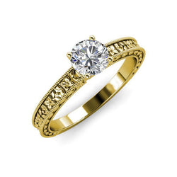 Rundschliff 2 Kt Solitär Diamant Vintage-Stil Ring Gelbgold 14K