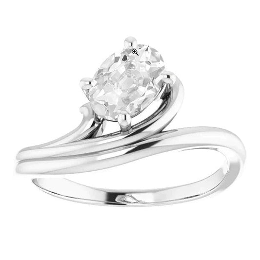 Solitair Oval Alt Bergmann-Diamant-Ring Gedrehter Schaft 3,50 Karat