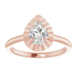 Solitaire Old Cut Birnendiamant Ring 14K Roségold 2,15 Karat