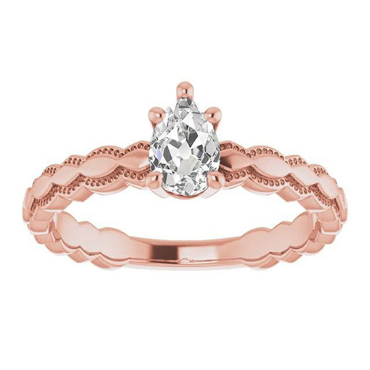 Solitaire Ring Birne alter Bergmann Diamant 1,50 Karat Roségold Schmuck - harrychadent.ch