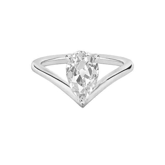 Solitaire Ring Enhancer Old Cut Birnendiamant 1,50 Karat 14K Gold - harrychadent.ch