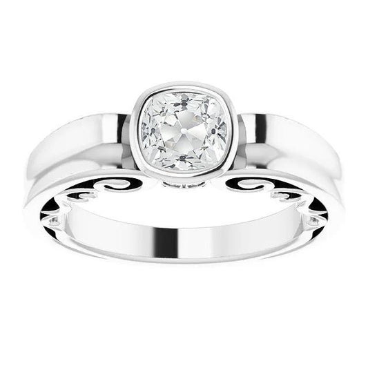 Solitaire Ringkissen Altschliff Diamant Lünette Filigran 2,15 Karat - harrychadent.ch