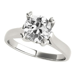 Solitaire runder alter Minenschliff Diamant Ehering 3 Karat Krappenset