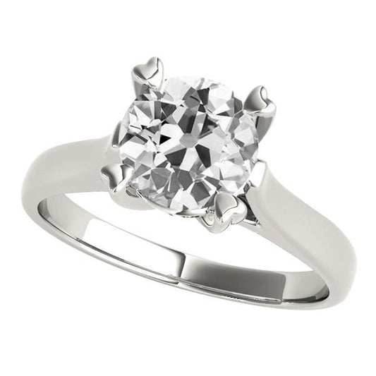 Solitaire runder alter Minenschliff Diamant Ehering 3 Karat Krappenset - harrychadent.ch