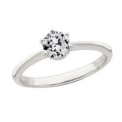 Solitaire Runder Altschliff Diamantring Krappenset Weißgold 1,50 Karat