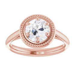 Solitaire Runder Diamantring im alten Minenschliff 2.50 Karat Milgrain Shank