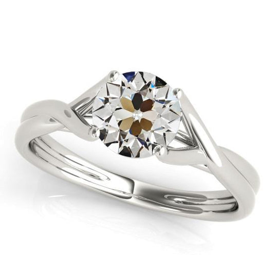 Solitaire Runder Diamantring im alten Minenschliff mit geteiltem Schaft 2 Karat - harrychadent.ch