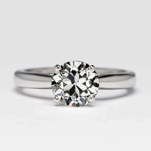 Solitaire Runder Diamantring im alten Minenschliff mit konischem Schaft 2 Karat - harrychadent.ch