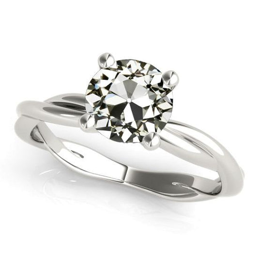 Solitaire Runder Diamantring im alten Minenschliff Twisted Style 2 Karat - harrychadent.ch