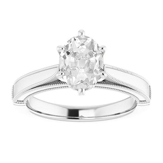 Solitär Ovaler Altschliff Diamantring 6 Zinken Set 4 Karat Konischer Schaft - harrychadent.ch