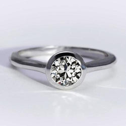 Solitär-Ring-Lünette-Set mit rundem Old Mine Cut Diamantring 1,50 Karat