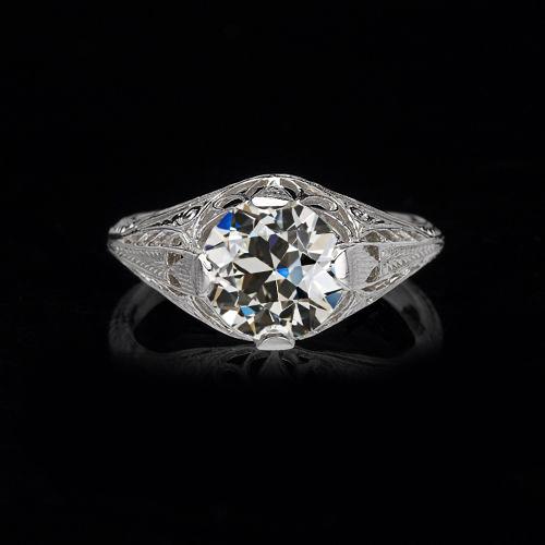 Solitär-Verlobungsring Alter Bergmann Diamant Antik-Stil 1.50 Karat - harrychadent.ch