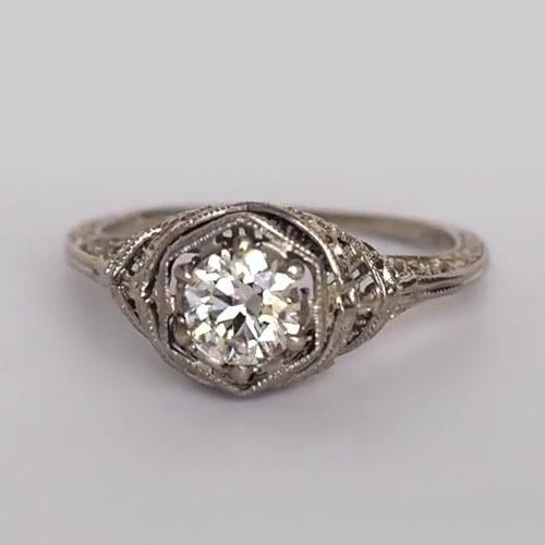 Solitärring Alter Minenschliff Runder Diamant Vintage-Stil 1 Karat - harrychadent.ch