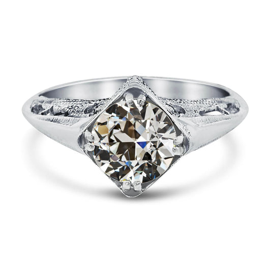 Solitärring Altschliff Diamant Antik Stil Doppelstift Set 2,50 Karat - harrychadent.ch