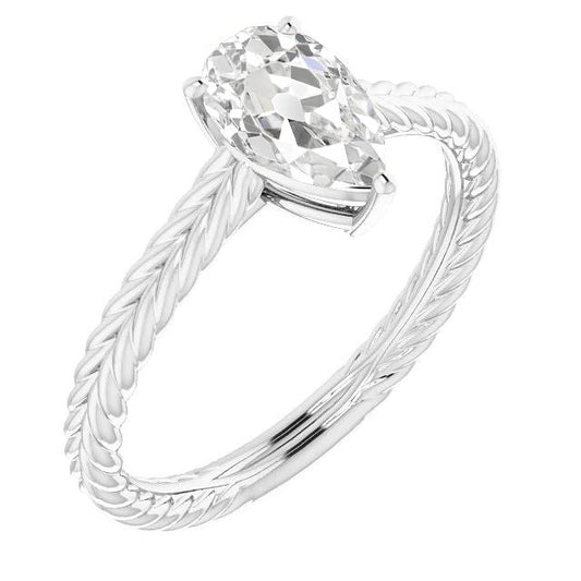 Solitärring Birne Alteuropäischer Diamant Twisted Style 4 Karat - harrychadent.ch