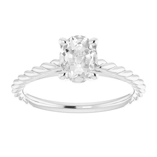 Solitärring Oval Old Mine Cut Diamant Krappen Set 3 Karat Rope Style - harrychadent.ch