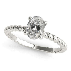 Solitärring Ovaler Altschliff Diamant 4 Zinken Rope Style 2,50 Karat