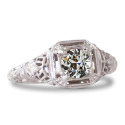 Solitärring Rund alter Bergmann Diamant Filigran Antik Stil 2 Karat