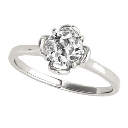 Solitärring Rund alter Bergmann Diamant Krappen Floral Style 1.50 Karat
