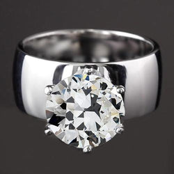 Solitärring runder alter Bergmann Diamant 6 Krappen Set 3 Karat Gold