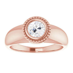 Solitärring runder alter Minenschliff Diamant 2 Karat Lünette Set Schmuck