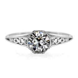Solitärring runder alter Minenschliff Diamant im antiken Stil 2 Karat