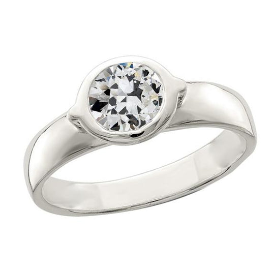 Solitärring runder alter Minenschliff Diamant Lünette Set 1,50 Karat - harrychadent.ch