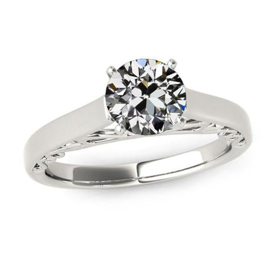 Solitärring Runder alter Minenschliff Diamant Vintage-Stil 2 Karat - harrychadent.ch