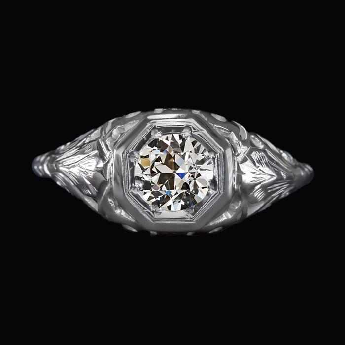 Solitärring Runder Altschliff Diamant Gold Vintage-Stil 1.50 Karat - harrychadent.ch