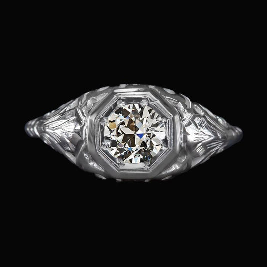 Solitärring Runder Altschliff Diamant Gold Vintage-Stil 1.50 Karat - harrychadent.ch