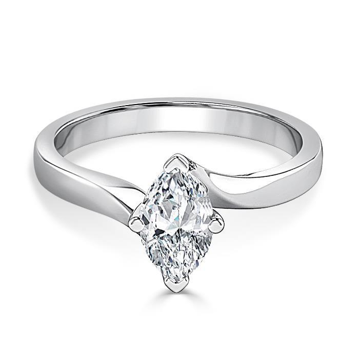 Verlobungsring mit Solitär-Diamant im Marquise-Schliff 1.60 ct Weißgold 14K - harrychadent.ch