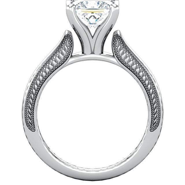 Vintage-Stil 2 Karat Prinzessin DiamantSolitaire Ring Weißgold 14K